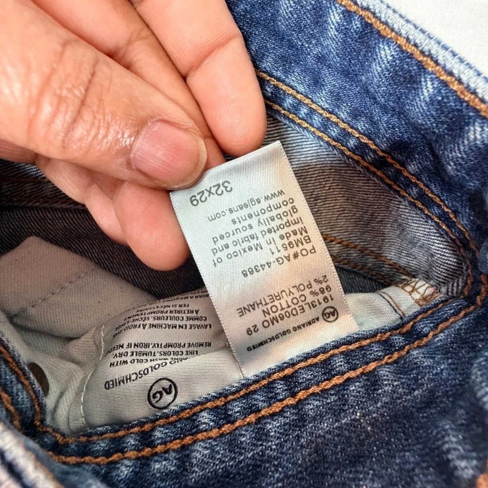 AG Adriano Goldschmied B-Type II Straight Jeans 33 Blue Medium Wash Denim
